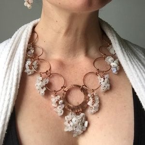 Moonstone Statement Necklace, Big copper